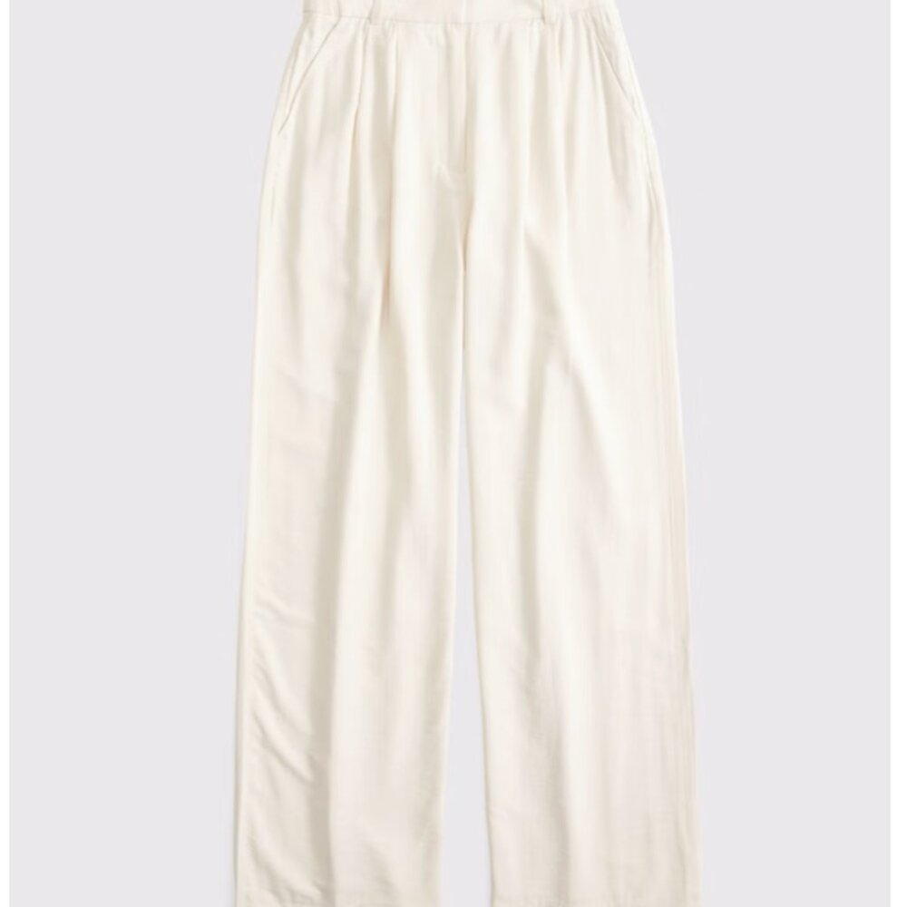 Curve Love A&F Sloane Tailored Wide Leg Pant - Linen